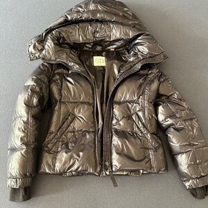 S13 Kids' Black Metallic Quilted Jacket - Size 8